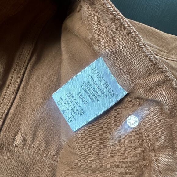 Judy Blue Jeans 15 32 Wide Leg Brown Garment Dyed Stretch Straight Leg Cropped - Picture 6 of 12